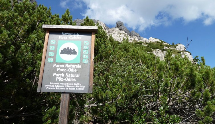 RS groednerjoch naturpark puez geisler schild